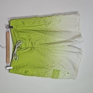 Calvin Klein large lime green and white board shorts